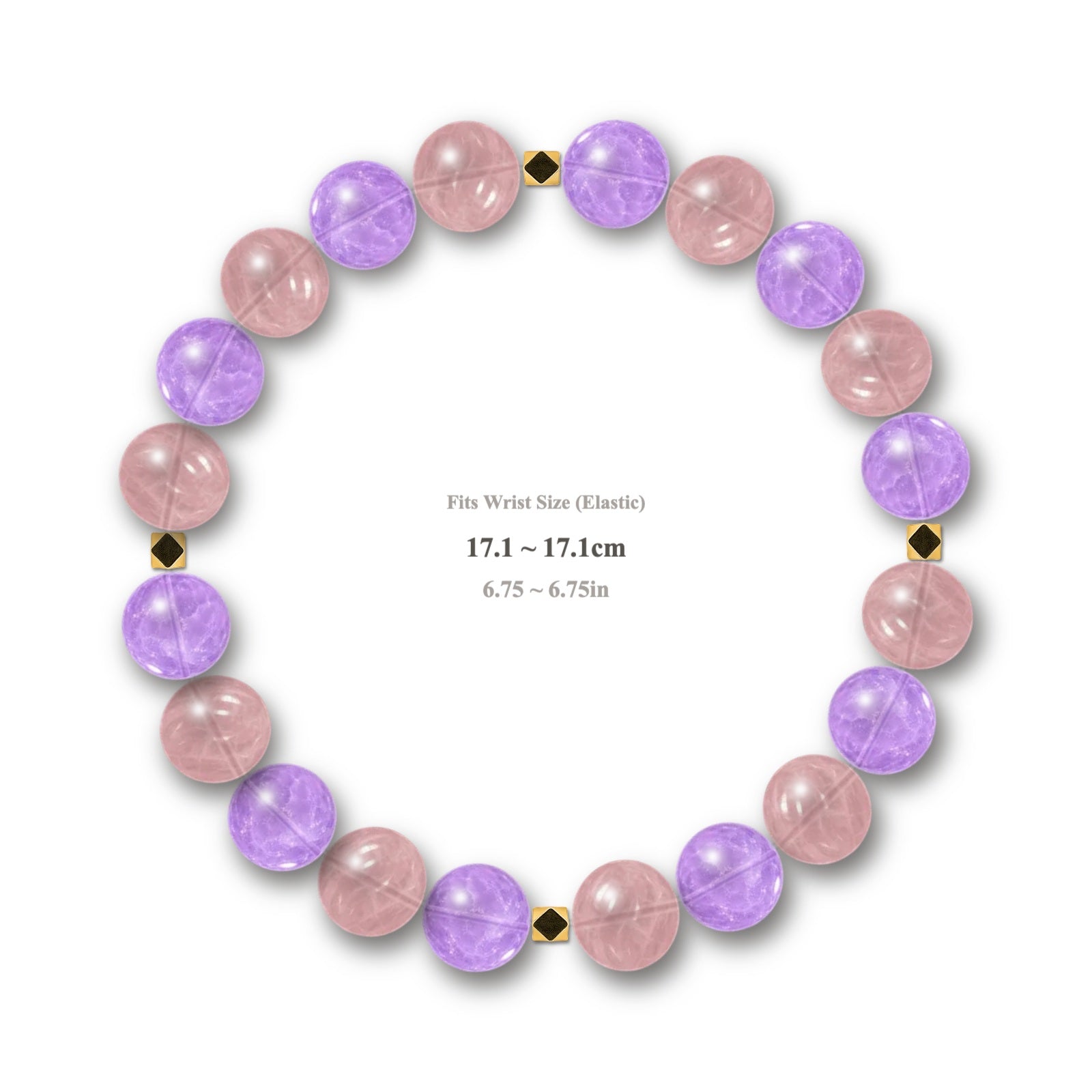 Rose Amethyst Charm bracelet with rose pink and amethyst purple crystal beads