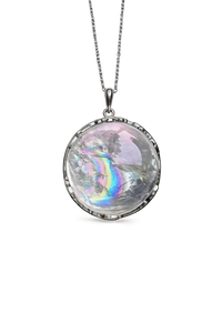 Natural Clear Quartz Rainbow Pendant Necklace