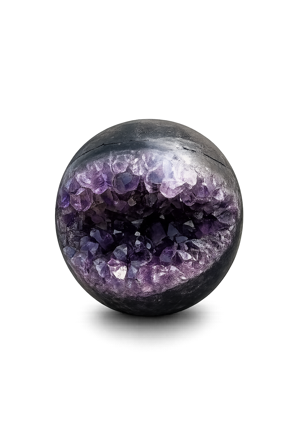2-inch natural amethyst geode cluster specimen with deep violet crystal points