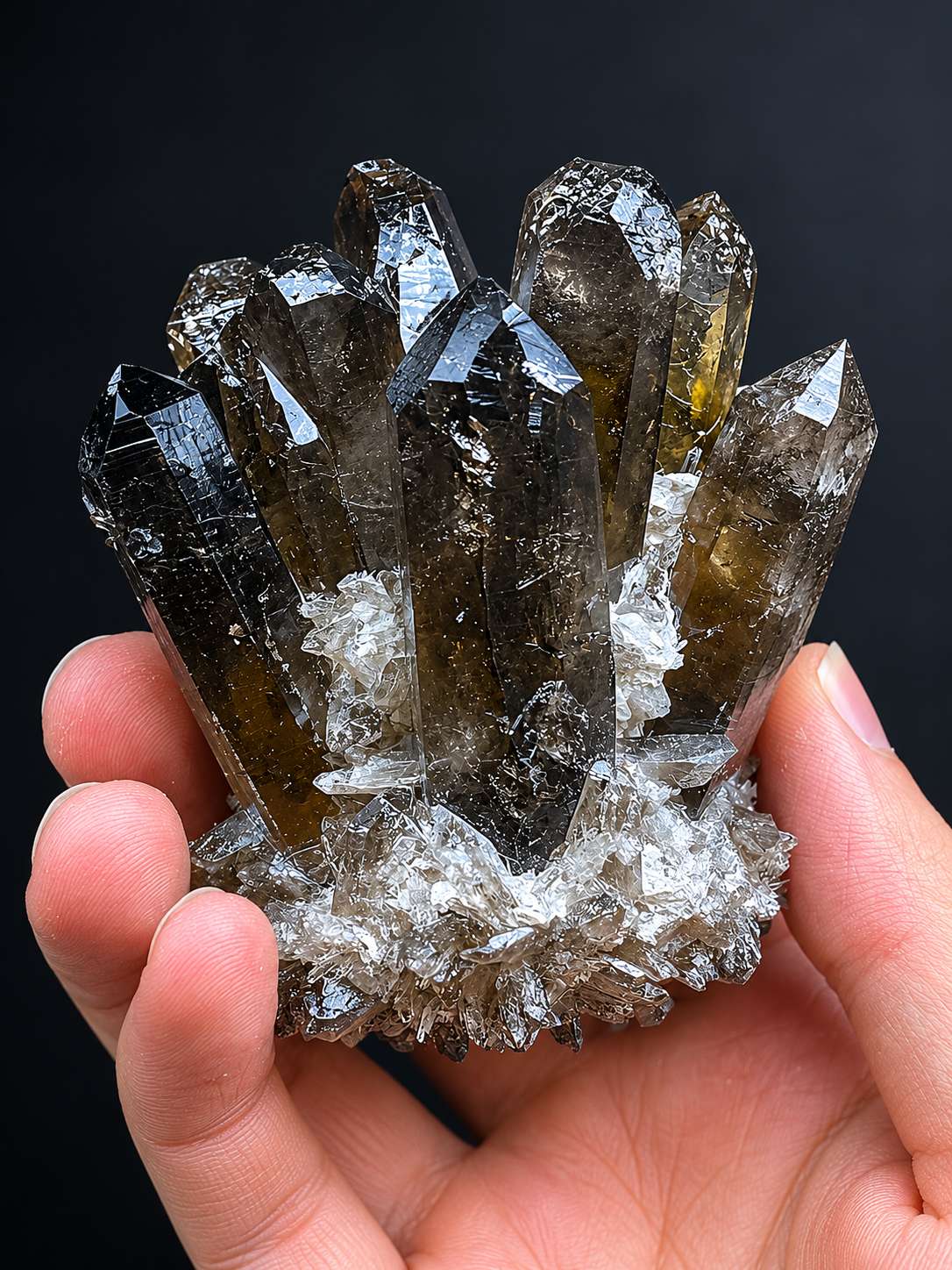 Natural smoky quartz crystal cluster 300–700g with rich earthy tones